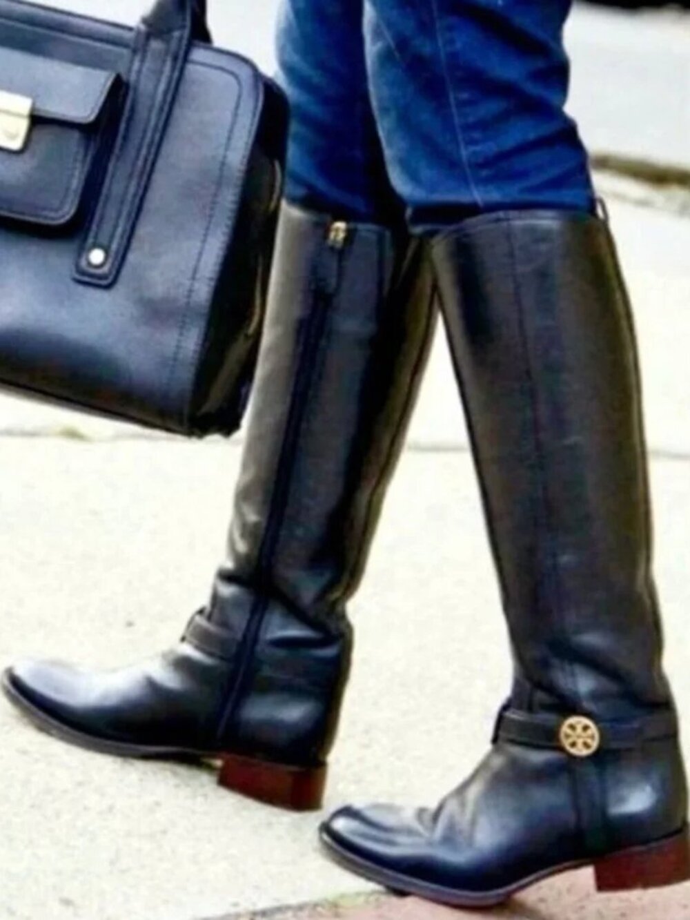Tory Burch Black Leather Bristol Knee High Riding Boots 7